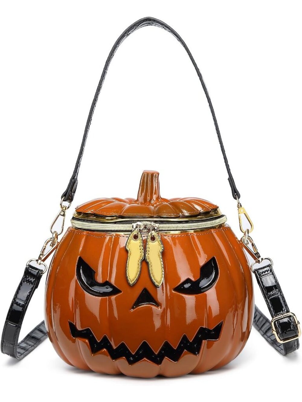 Women’s Orange Halloween Pumpkin Purse Gothic Vegan Pvc Novelty Crossbody Bag